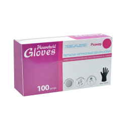 Фото Household Gloves перчатки нитриловые размер L 100 шт (50 пар)